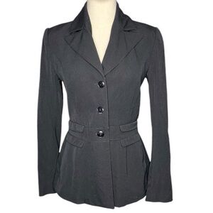 Vintage 70s Pierre D’Alby Black Wool Trench Style Blazer Size 6